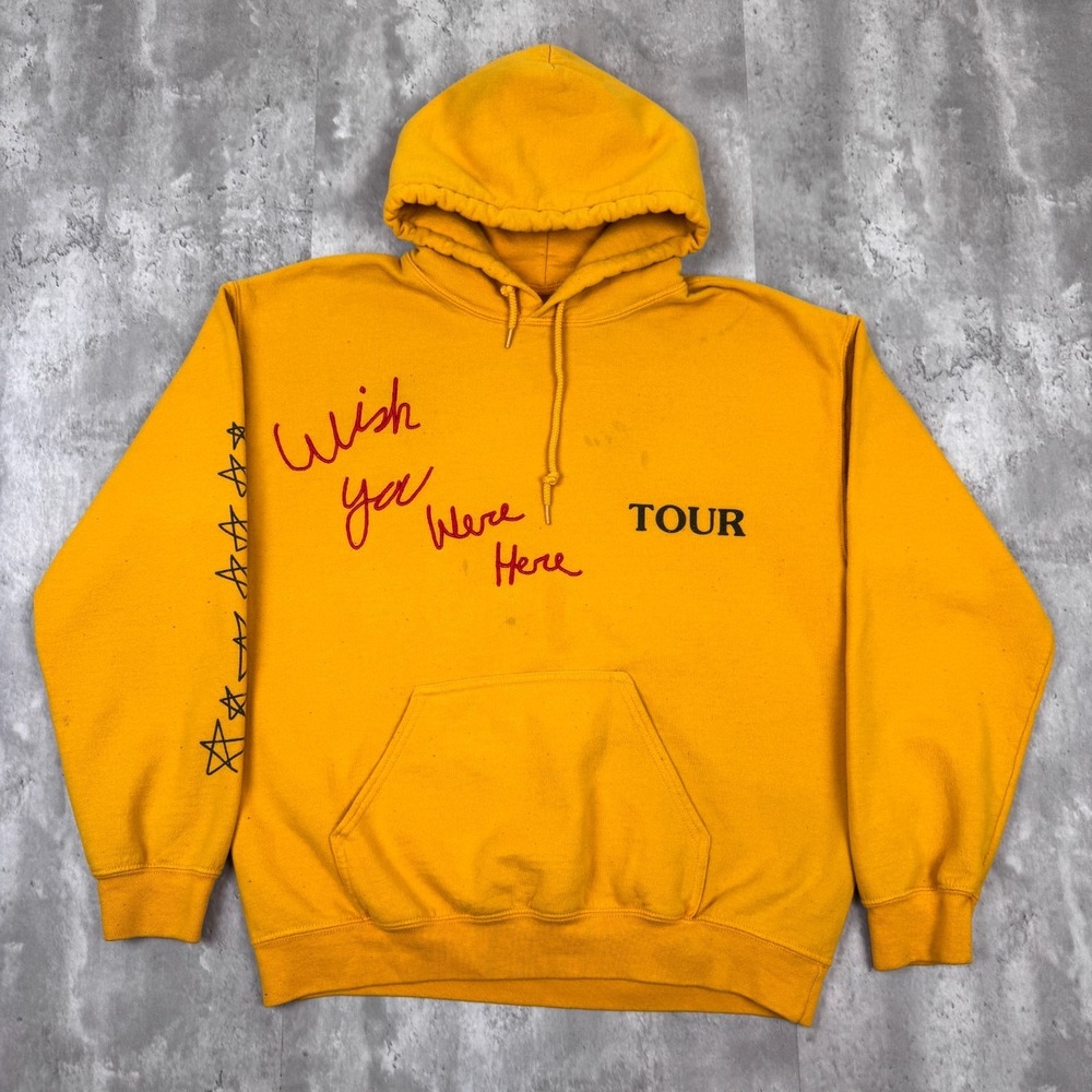 Travis Scott Astroworld Hoodie Mens S Wish You Were Here Tour Yellow Sweatshirt
